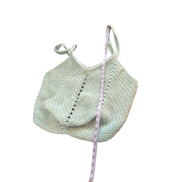 Handmade Turquoise Knit Crochet Double Strap Hobo Slouchy Tote Shoulder Bag - Picture 7 of 7